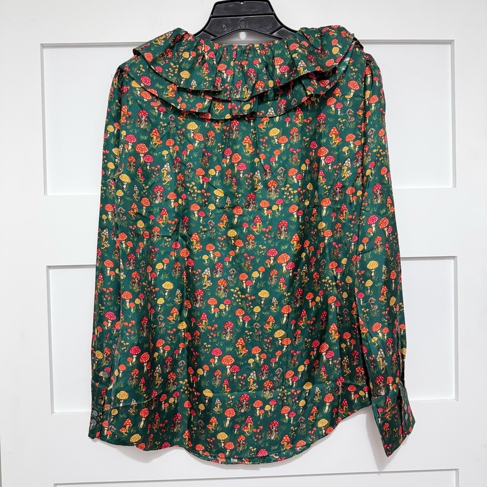 NEW J.Crew Mushroom Floral Silk-Twill Ruffle-Collar Top Size Small 23585 - Picture 6 of 12